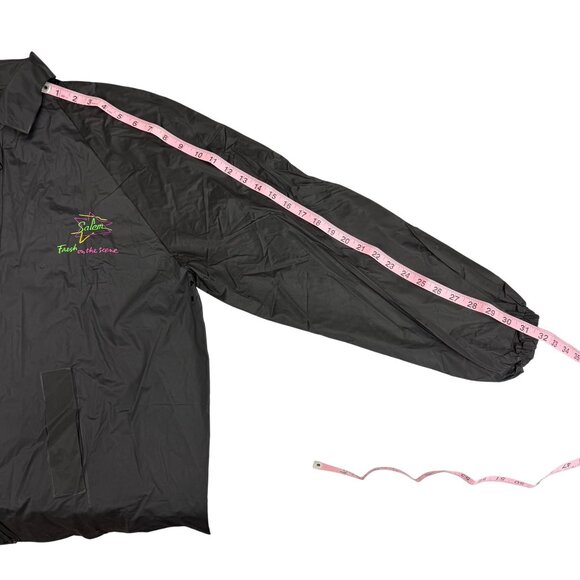 Vtg Salem Fresh On The Scene Cigarettes Windbreaker 90s Retro Black Neon PVC OS - Picture 12 of 12